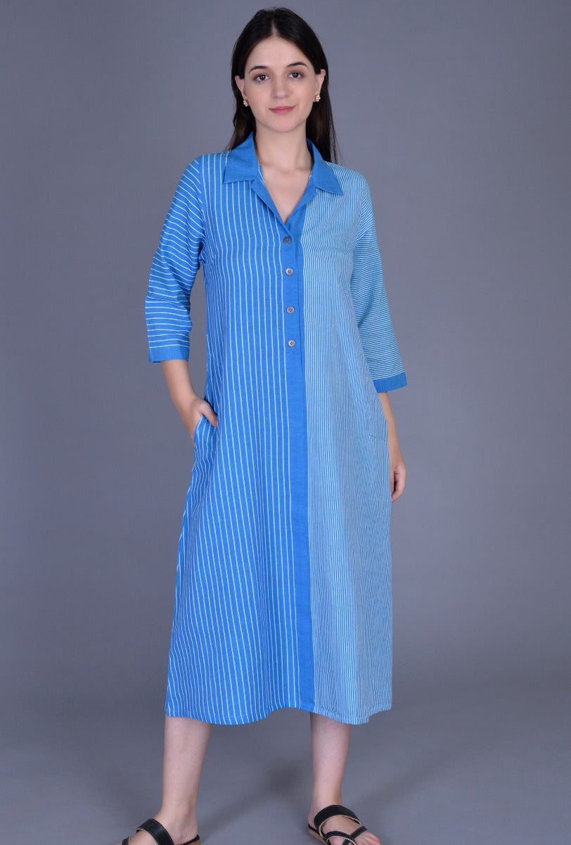 Front Open Striped Dress