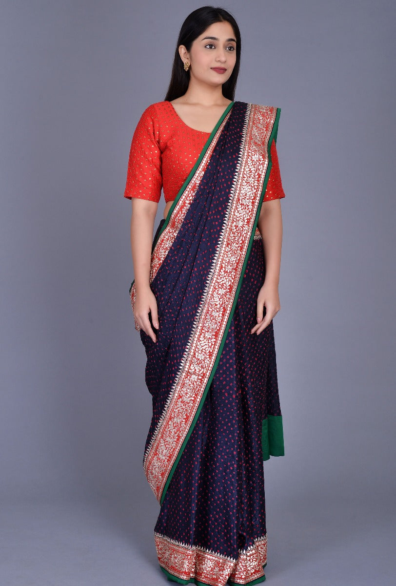 Black Gaji Silk Saree