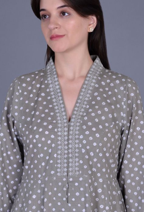 Tan Bandhani Kali Dress