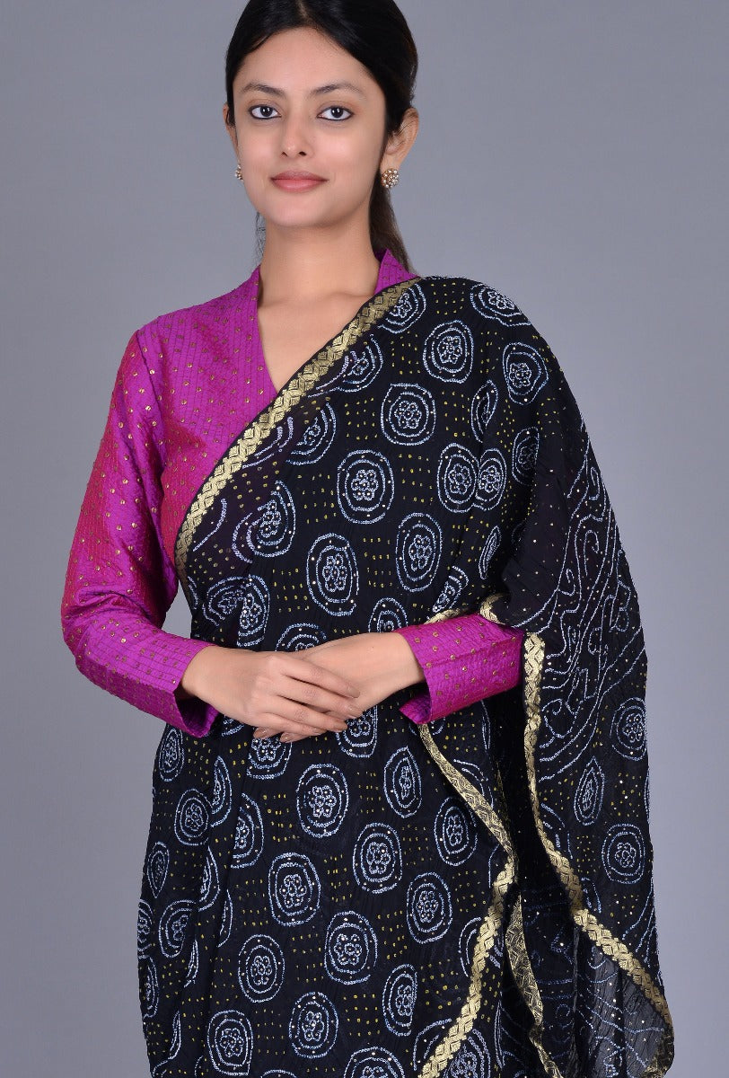Black Georgette Bandhani Saree