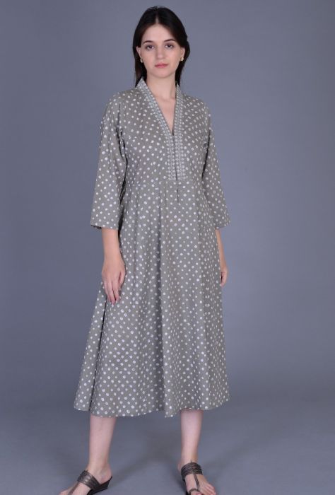 Tan Bandhani Kali Dress