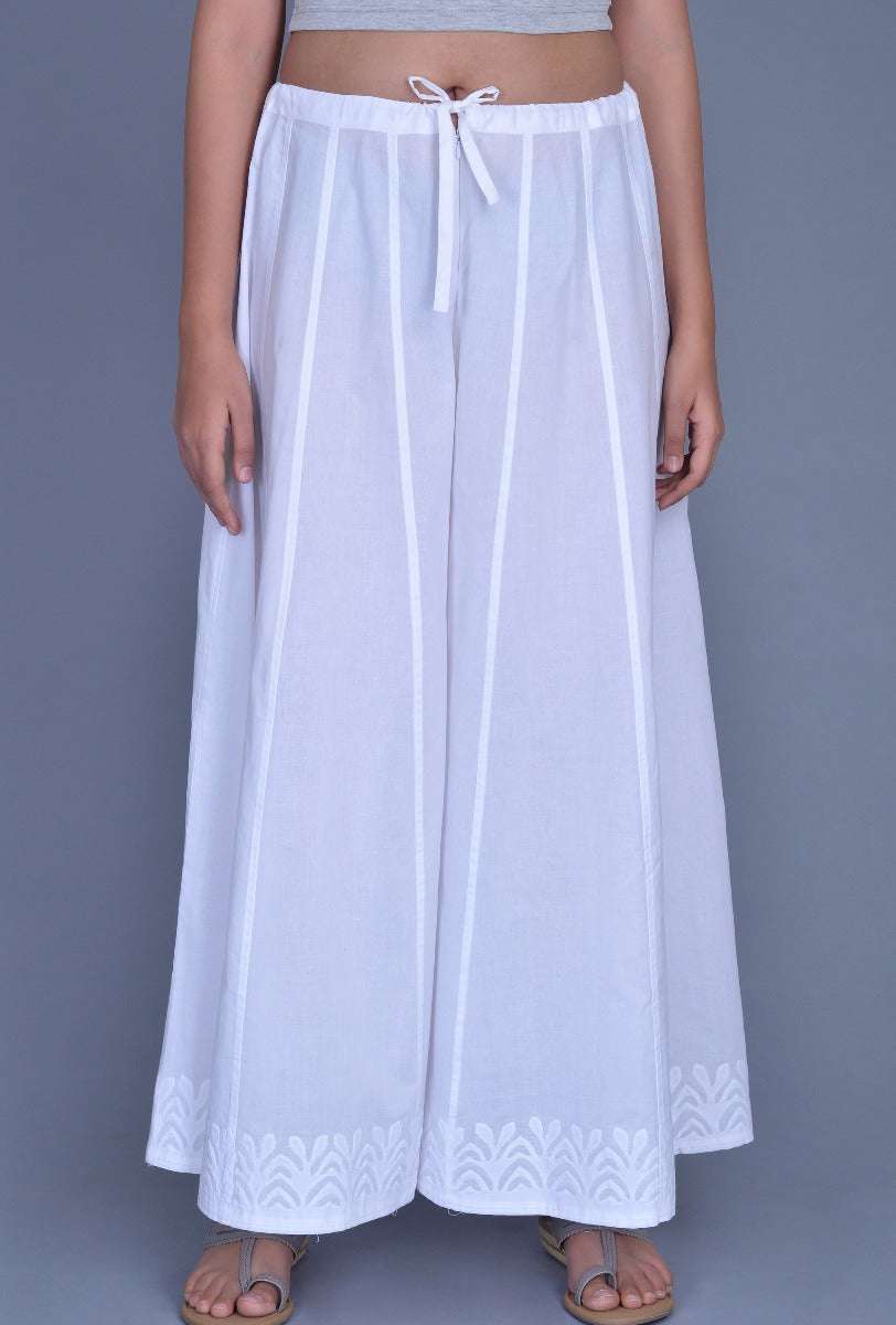 White Applique Palazzos