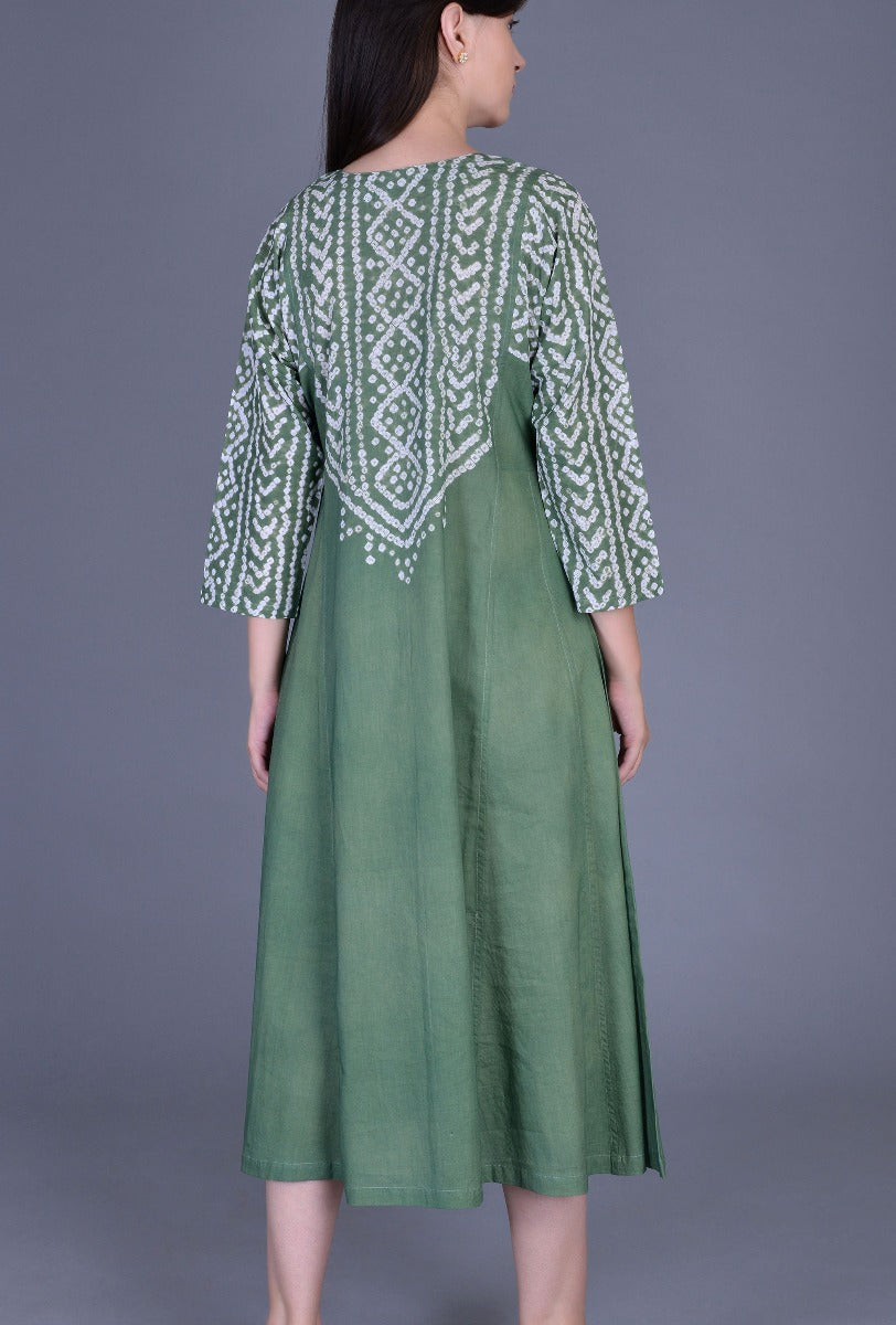 Green Bandhani Dress