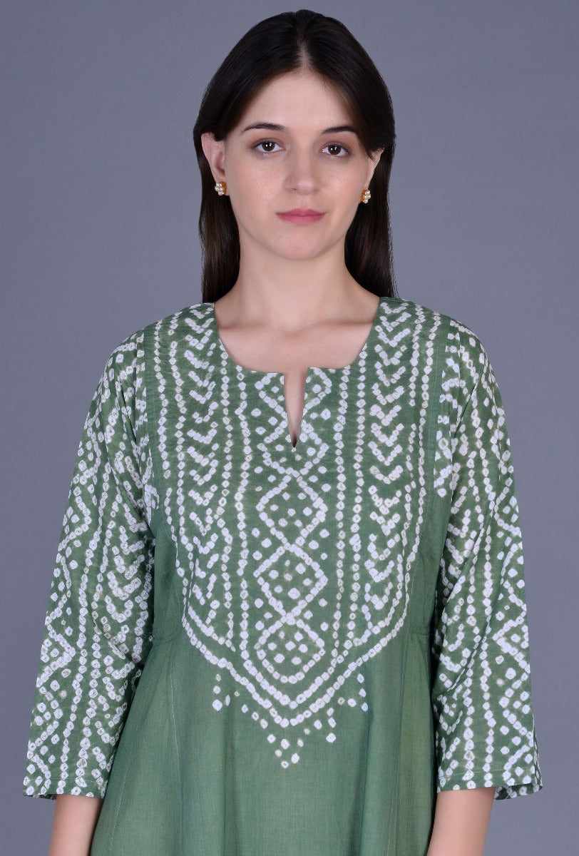 Green Bandhani Dress