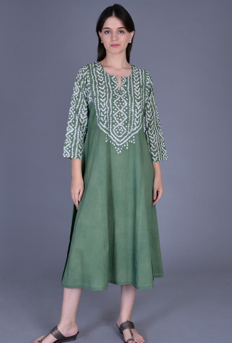 Green Bandhani Dress