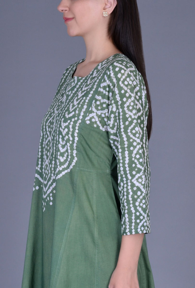 Green Bandhani Dress