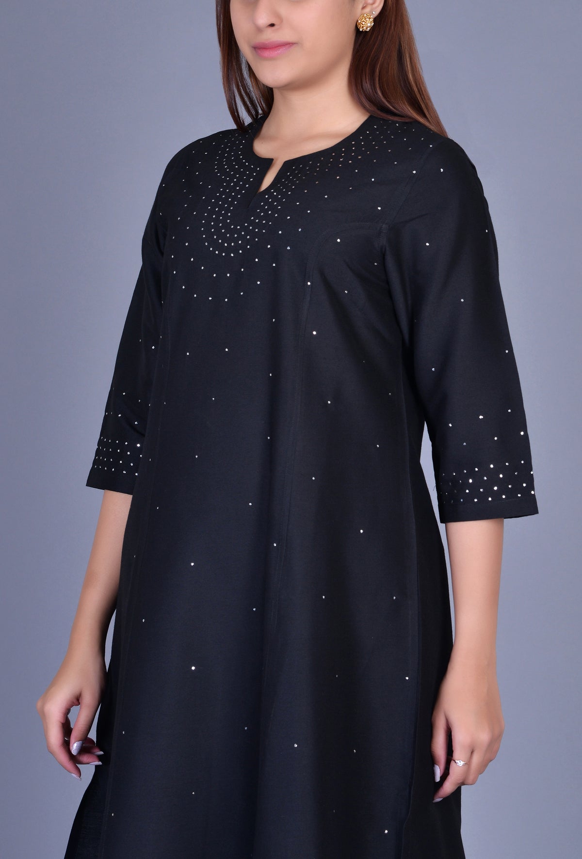Black Cotton Silk Ensemble