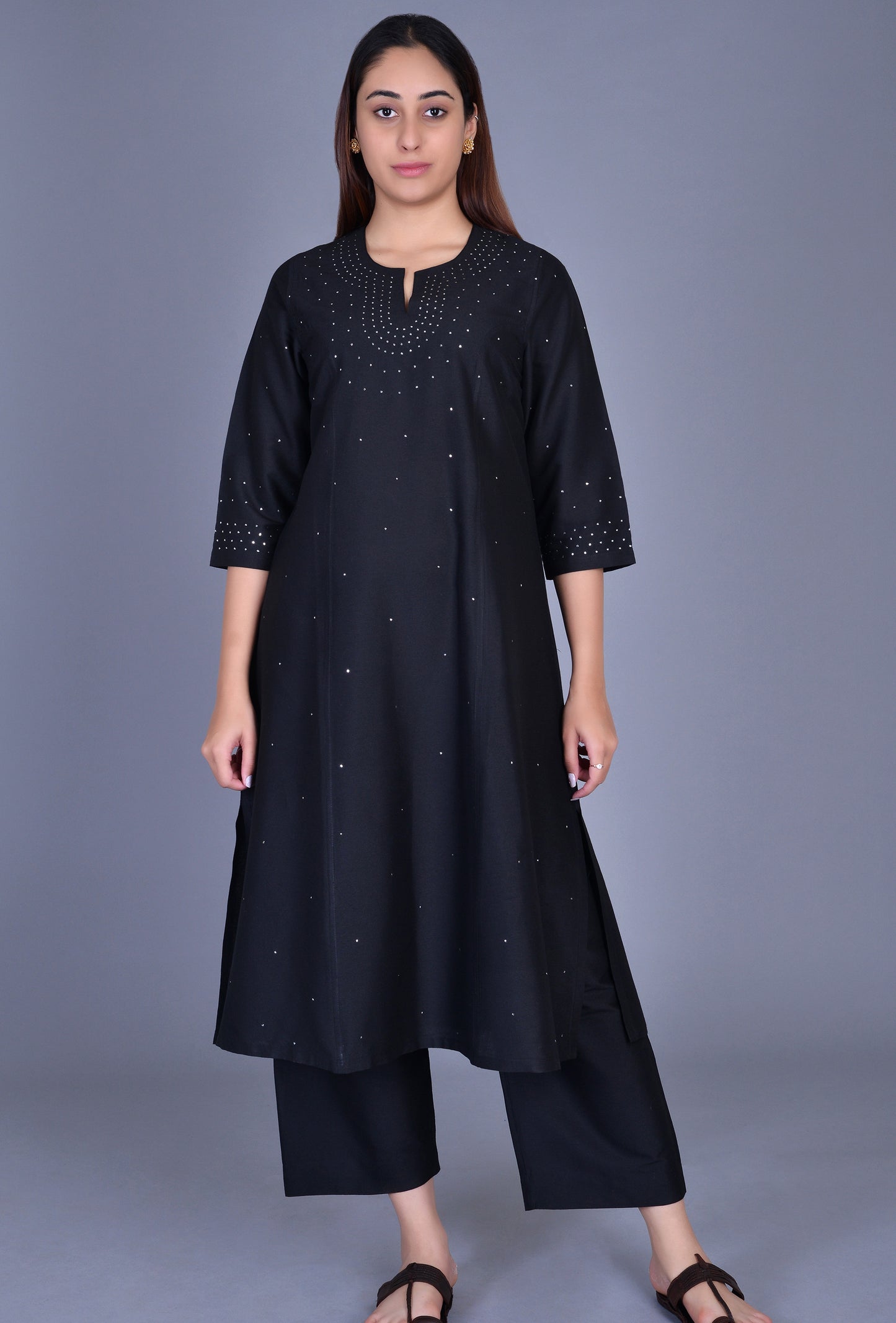 Black Cotton Silk Ensemble