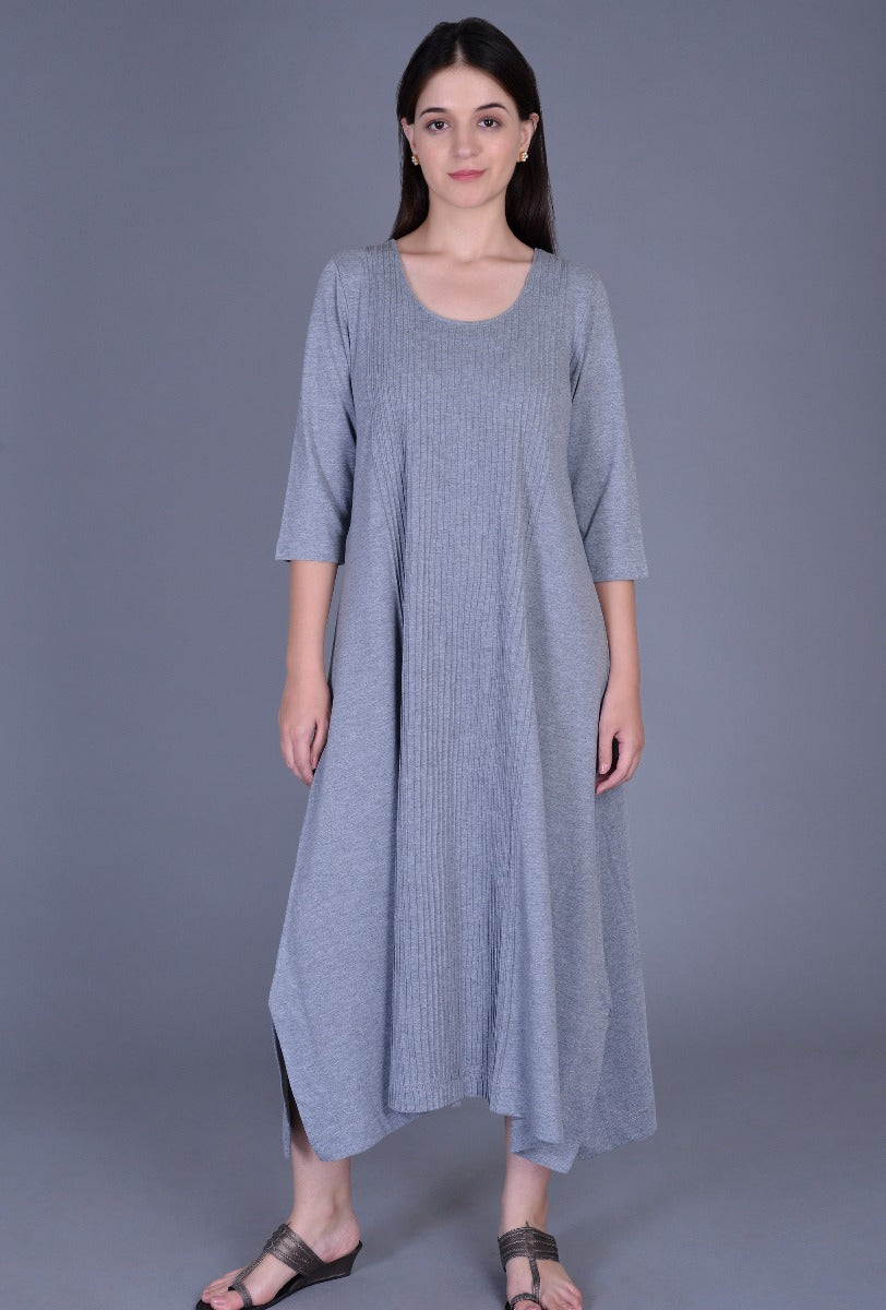 Knit Pintucks Choga Dress
