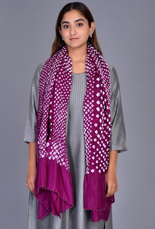 Purple Silk Bandhani Dupatta