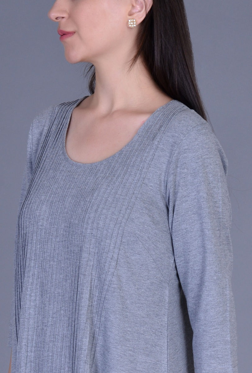 Knit Pintucks Choga Dress