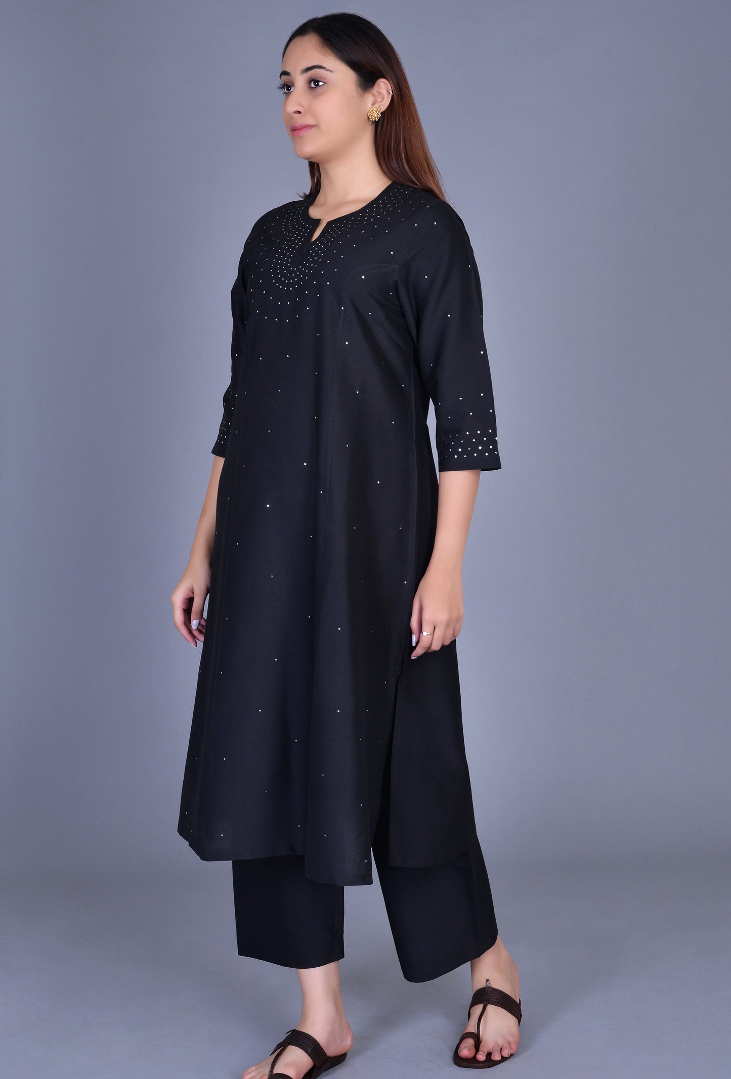 Black Cotton Silk Ensemble