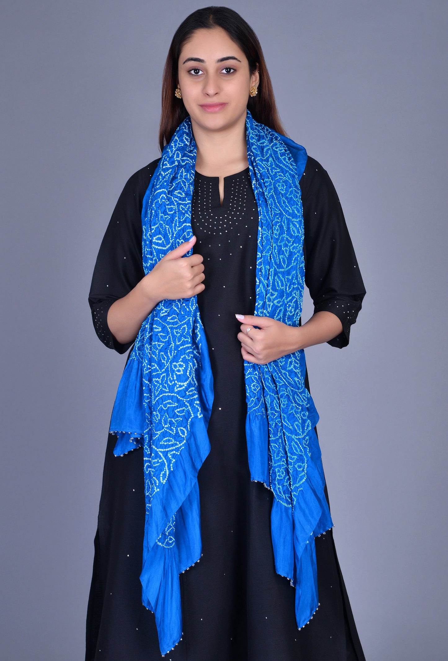 Blue Silk Bandhani Dupatta