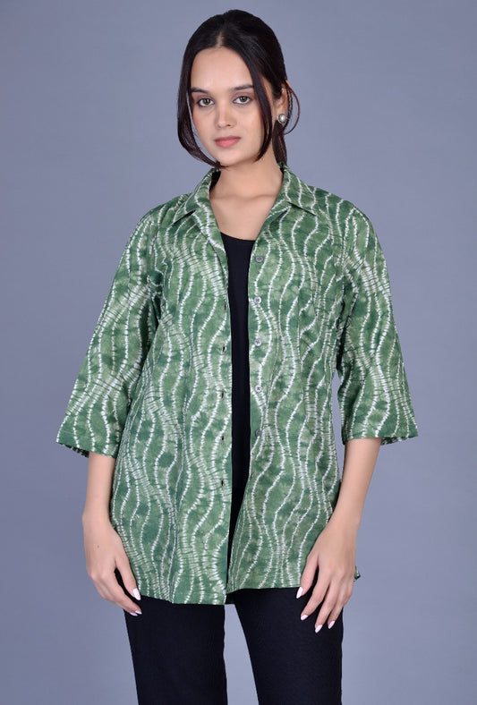 Tennis Collar Shibori Shirt
