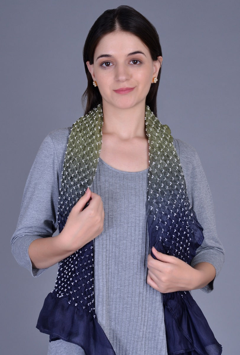 Green Blue Bandhani Stole