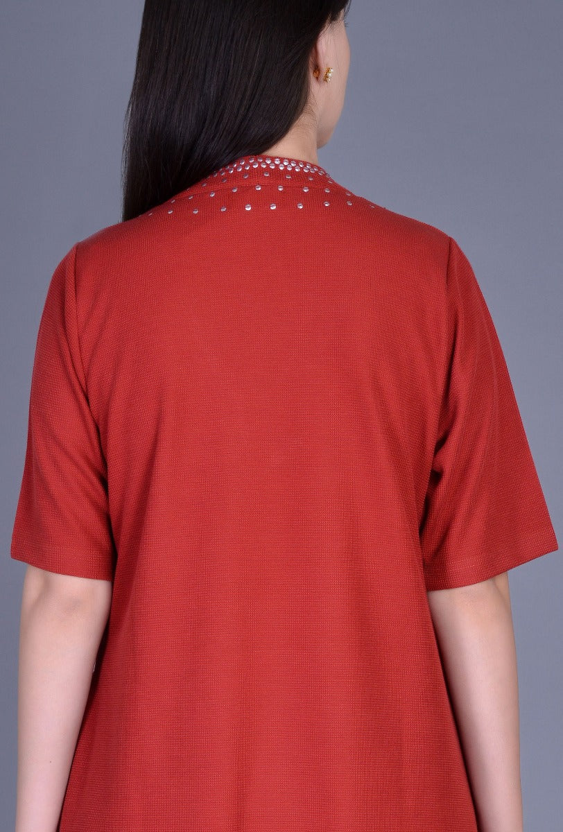 Raised Neck Knit Dress