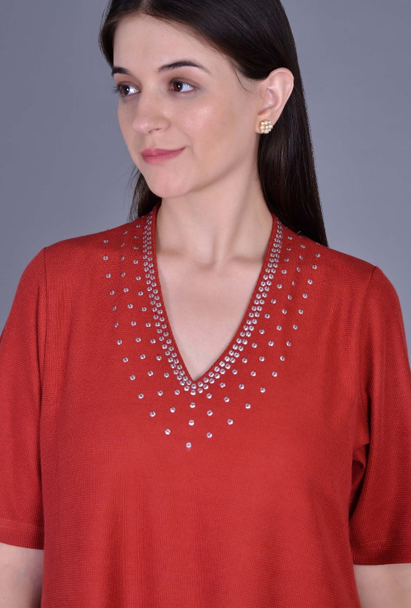 Raised Neck Knit Dress