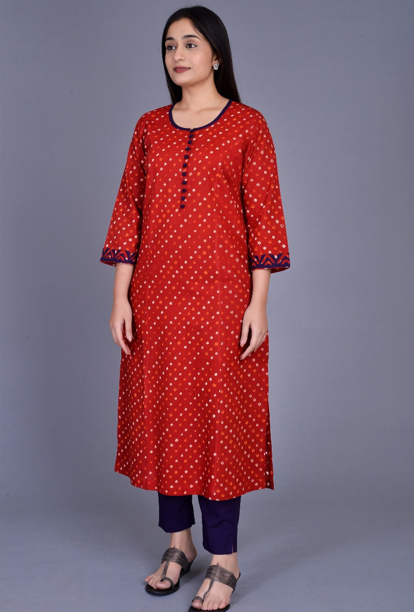 Maroon Cotton Bandhani Ensemble