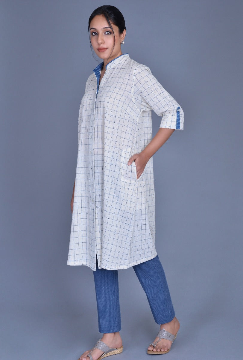 Off White Checks Kala Cotton Tunic