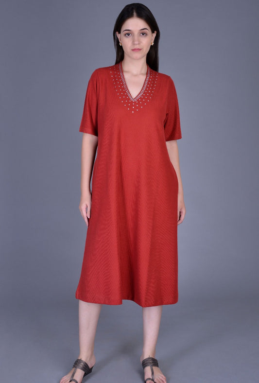 Raised Neck Knit Dress