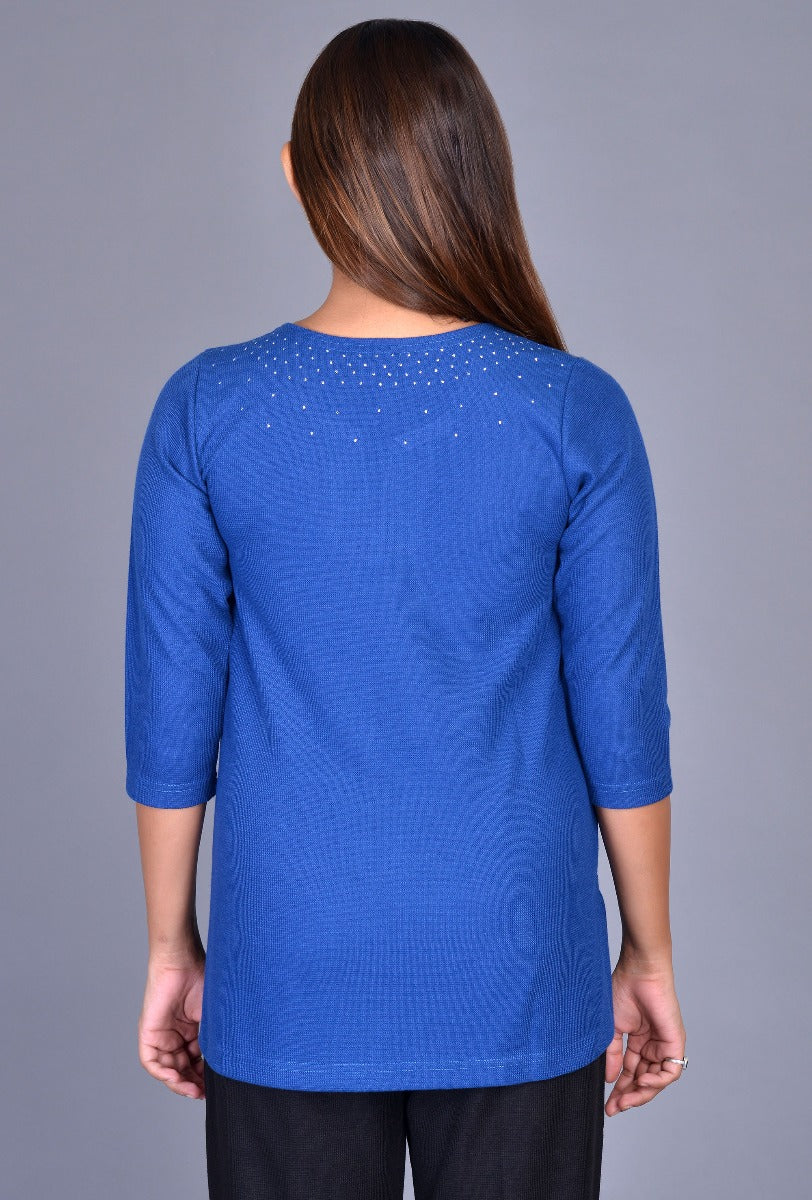 Knit Badla Slit Neck Kurti