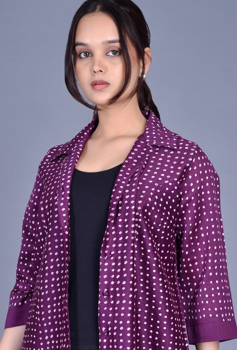 Purple Chanderi Bandhani Shirt