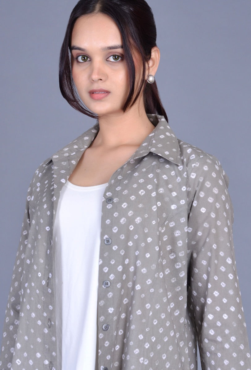 Cotton Bandhani Tennis Collar Shirt