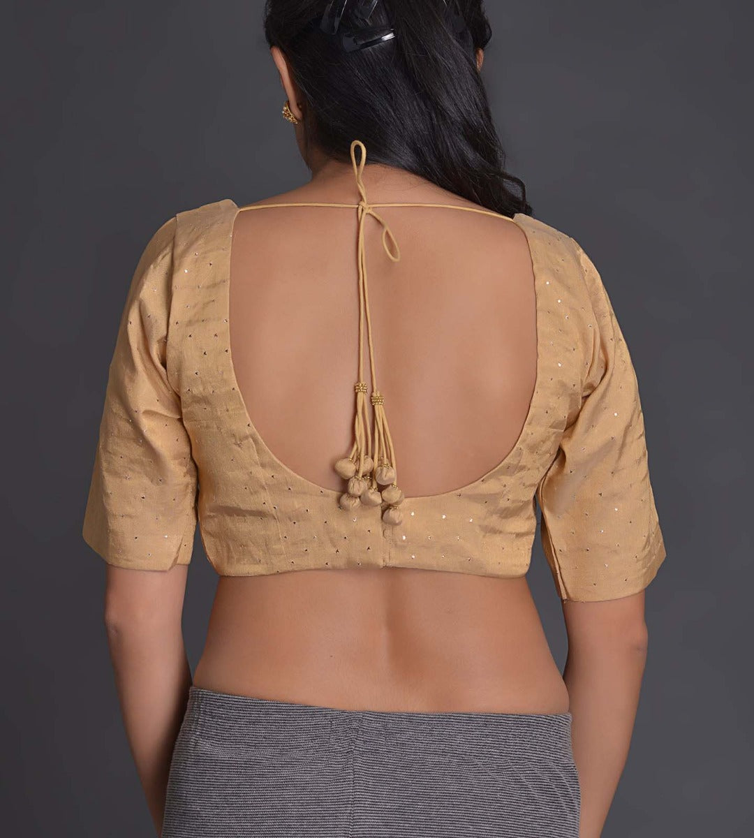 Beige Tissue Badla Choli