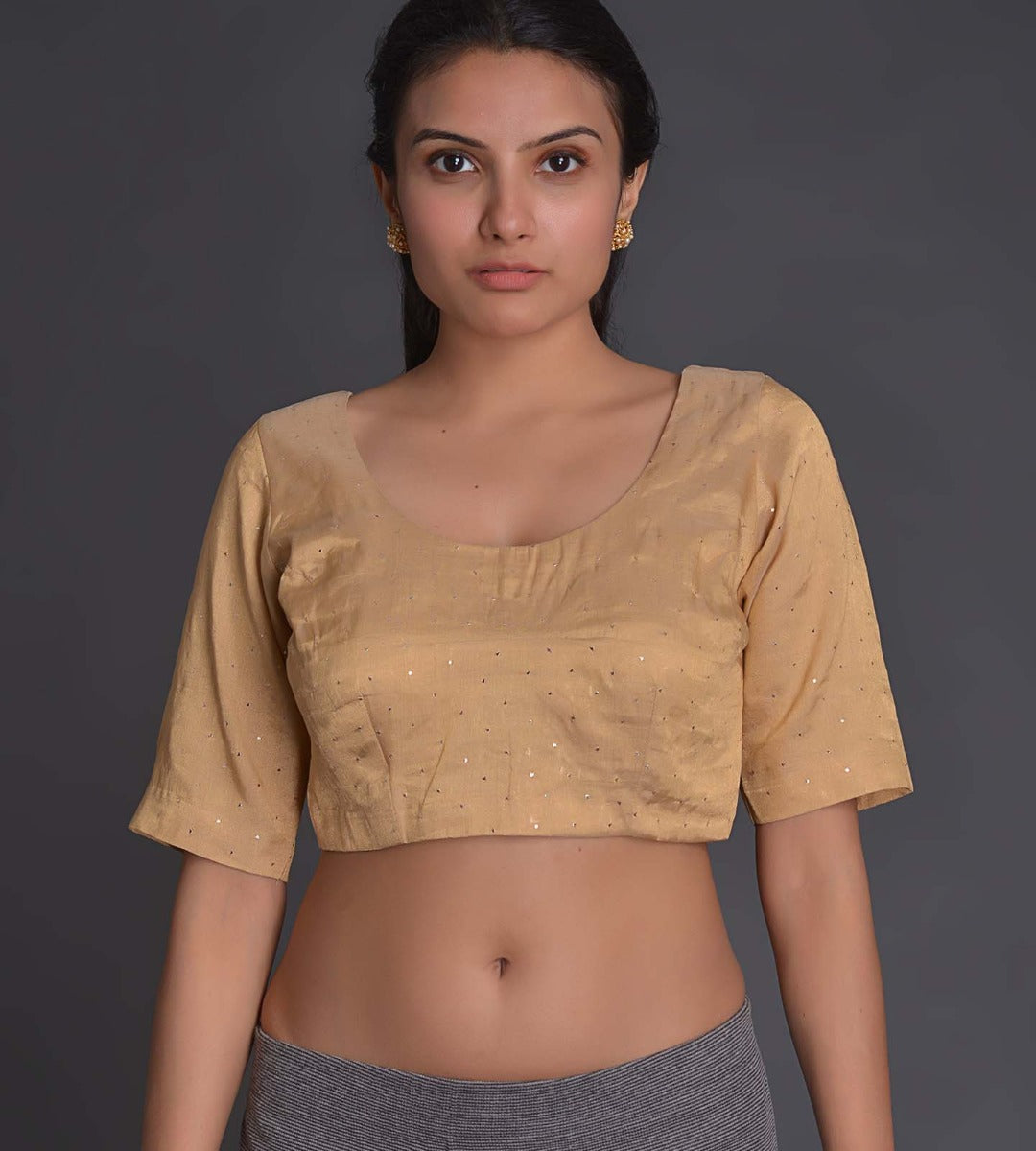 Beige Tissue Badla Choli