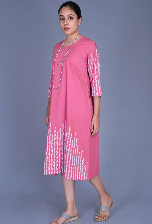 Cotton Hem Bandhani Dress