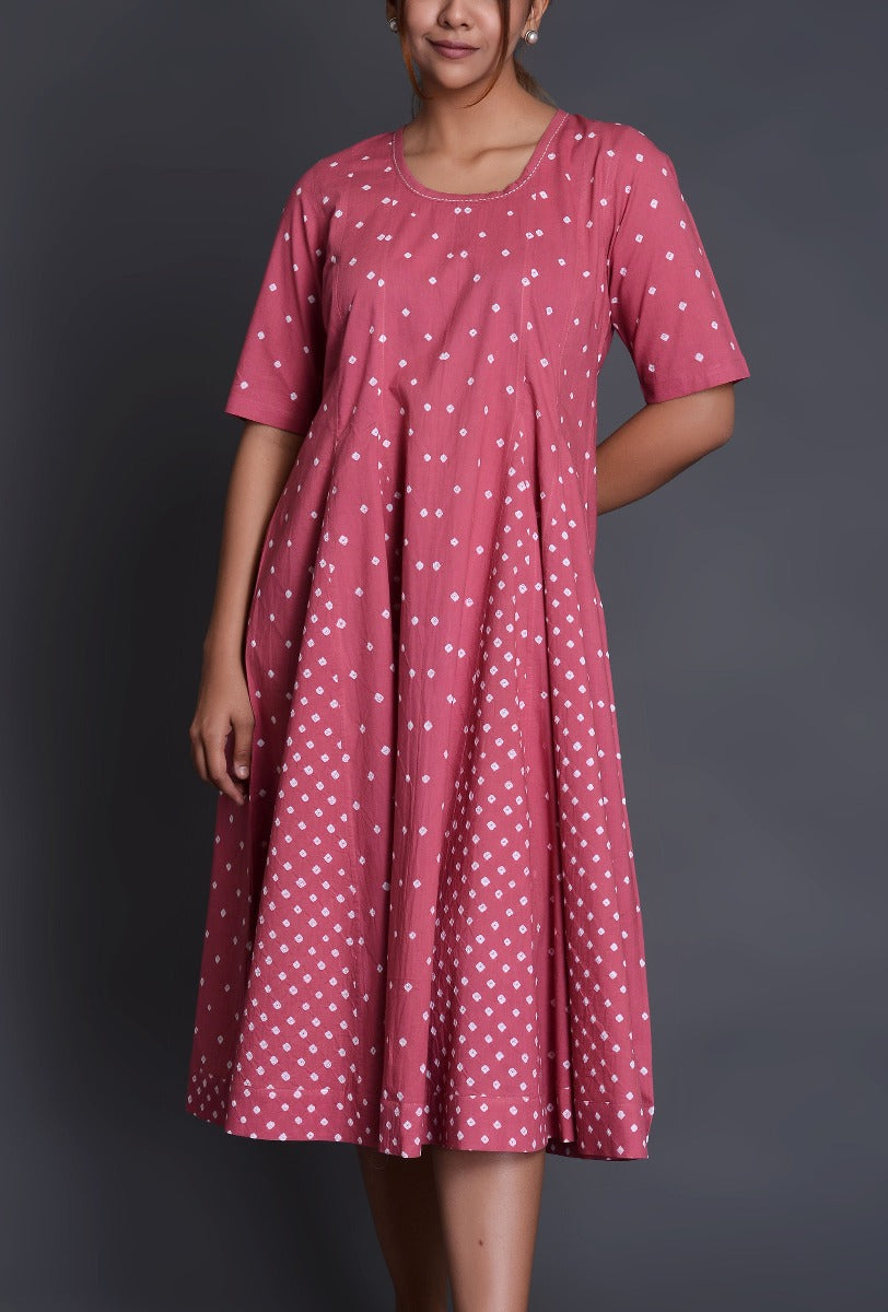 Cotton Bandhani Kali Dress