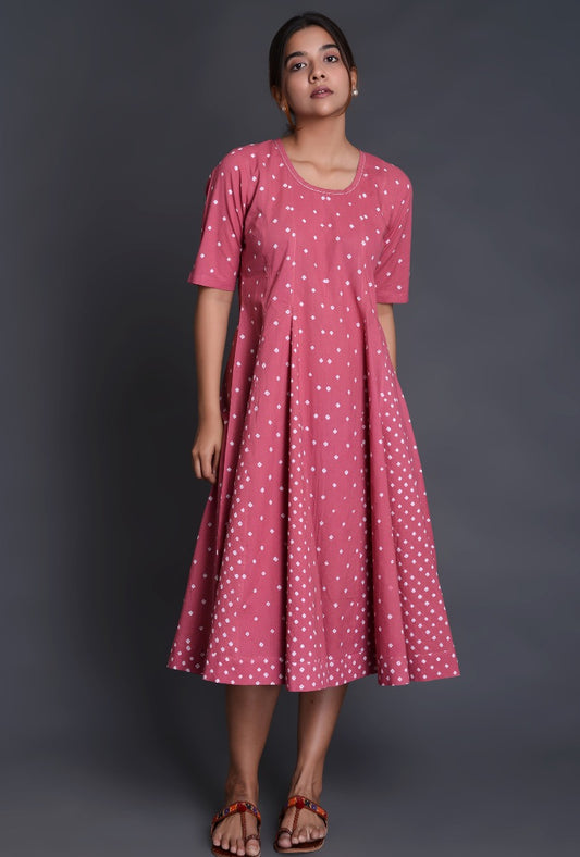 Cotton Bandhani Kali Dress