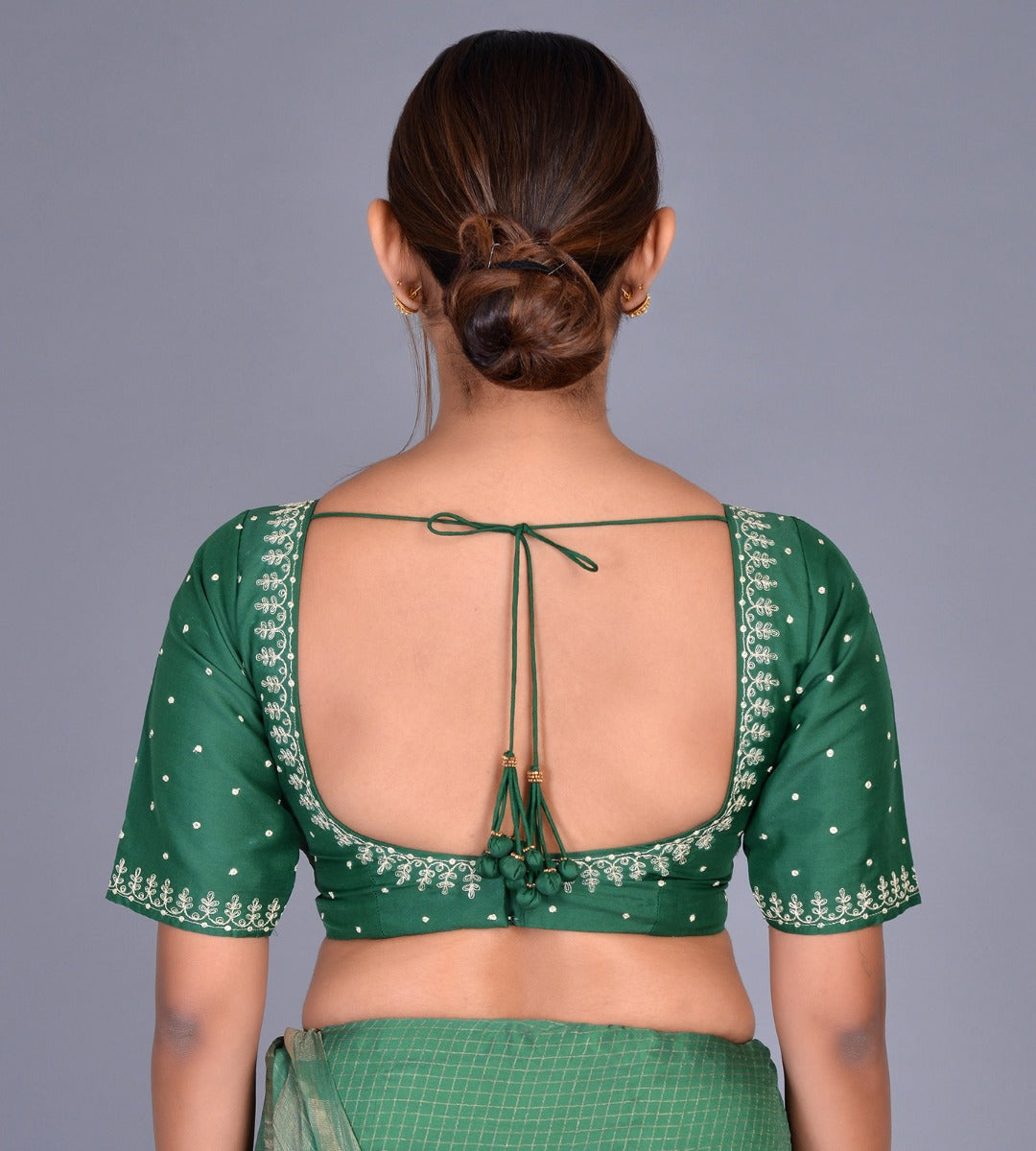 Green Silk choli with embroidery