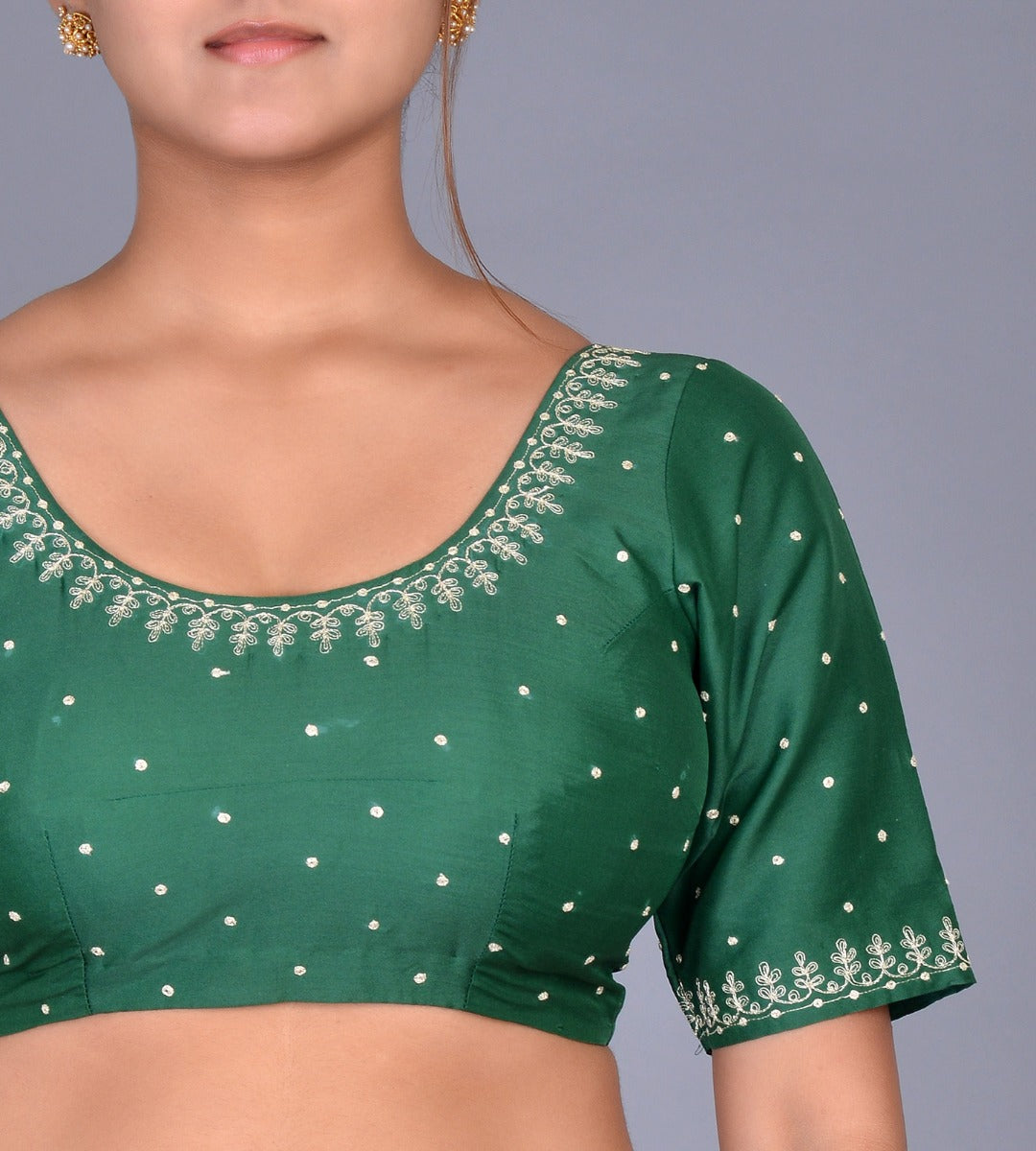 Green Silk choli with embroidery