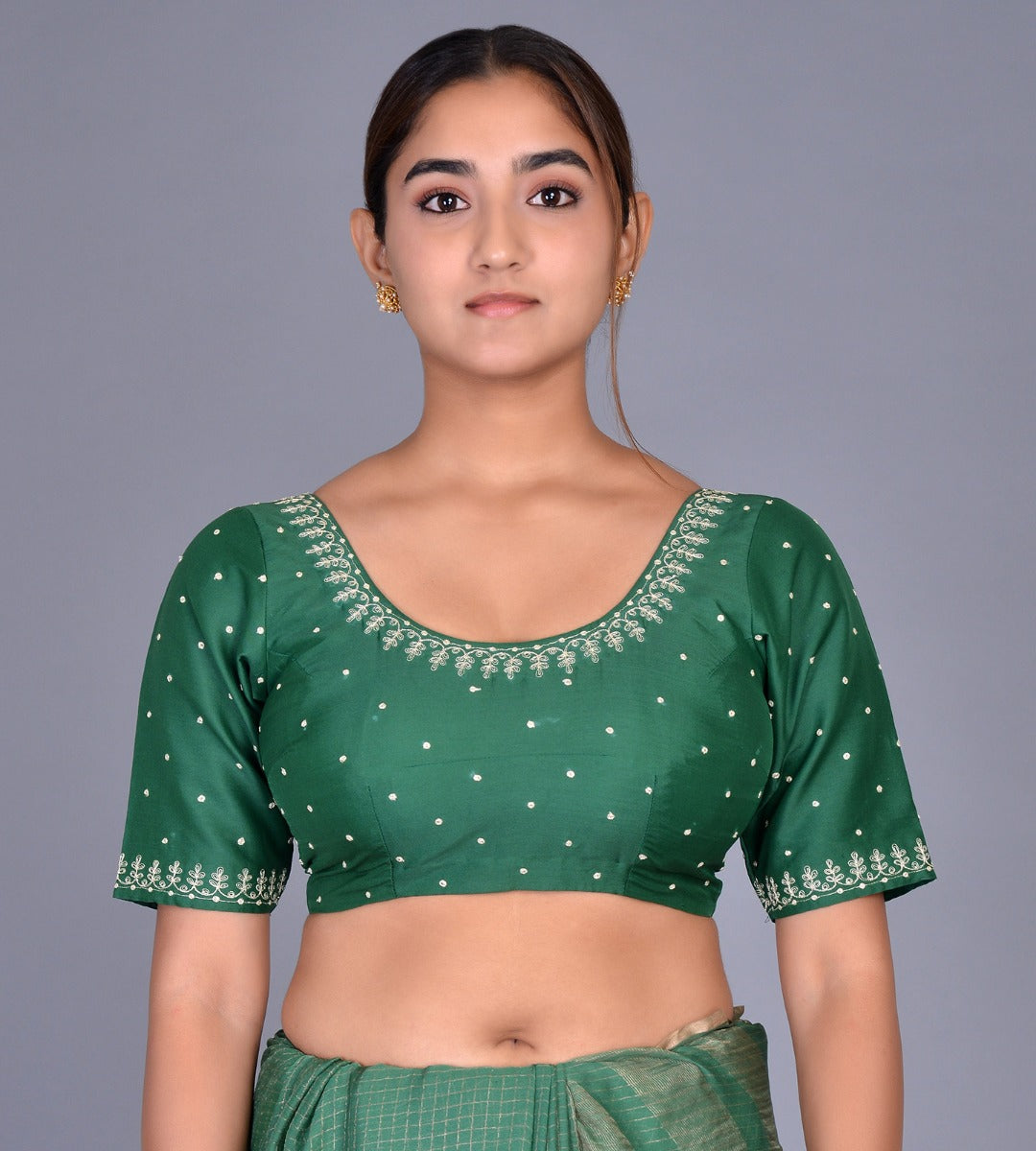 Green Silk choli with embroidery