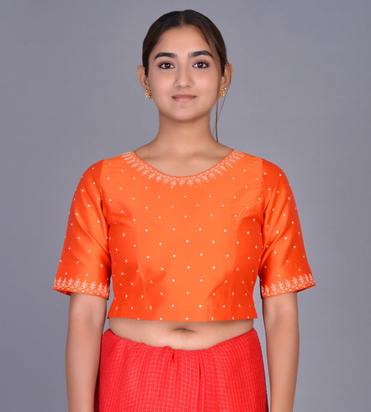 Boat Neck Silk Choli