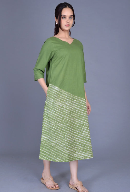 V Neck Shibori Dress