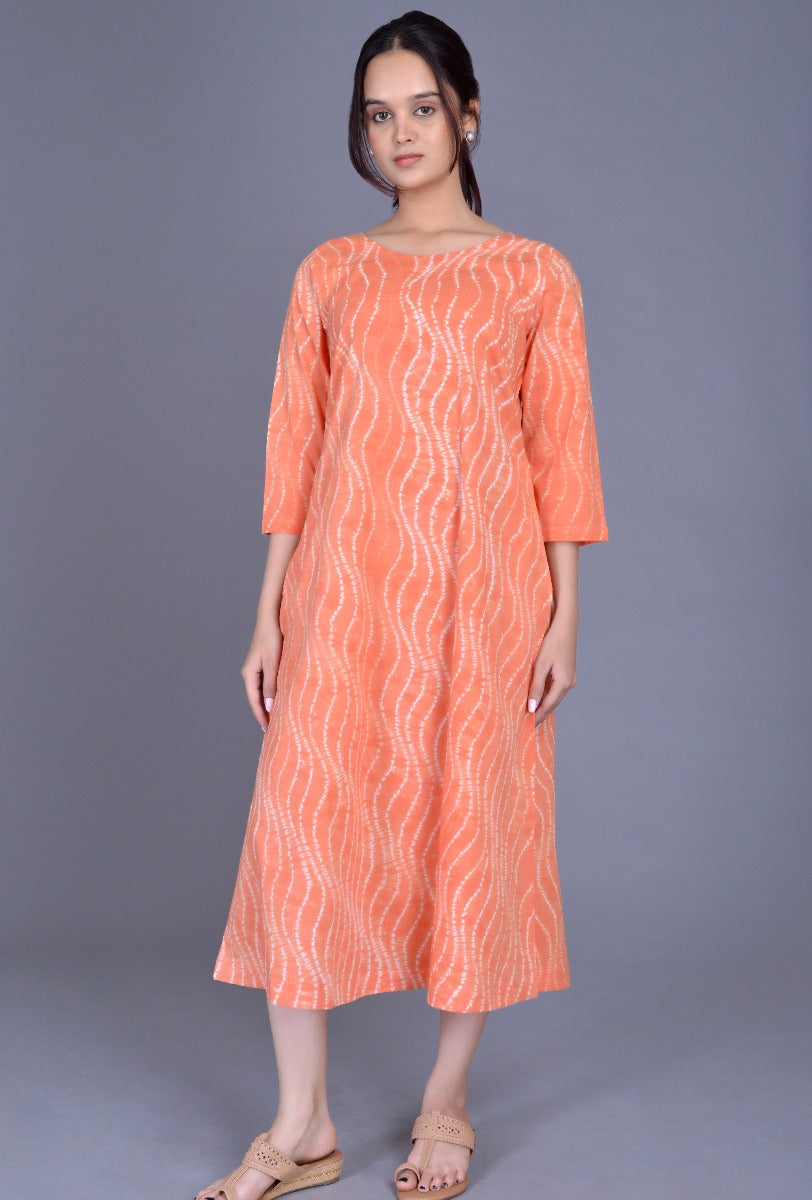Round Neck Shibori Dress