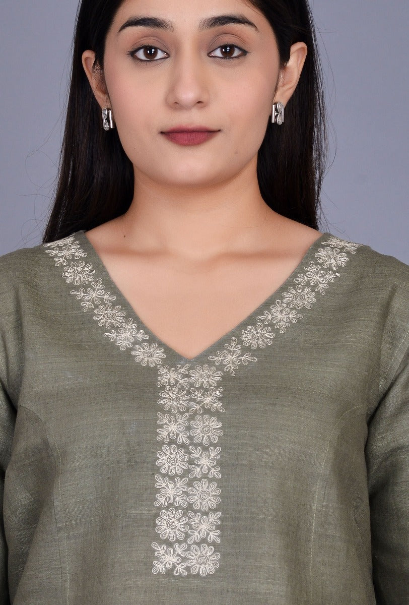 Silk V Neck Kurti