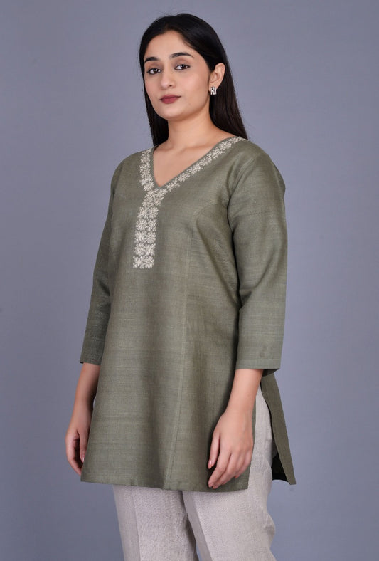 Silk V Neck Kurti