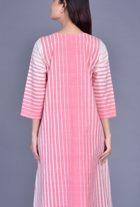 Striped Slit Neck Bhujodi Dress