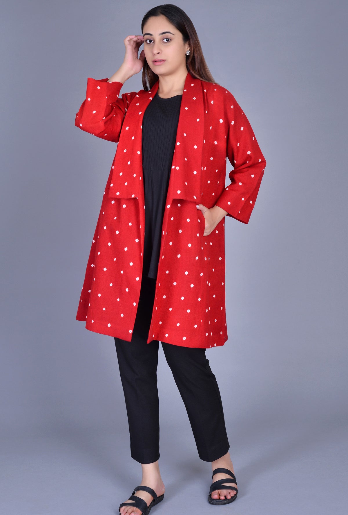 Woolen Bandhani Long Jacket