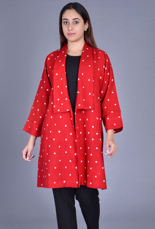 Woolen Bandhani Long Jacket