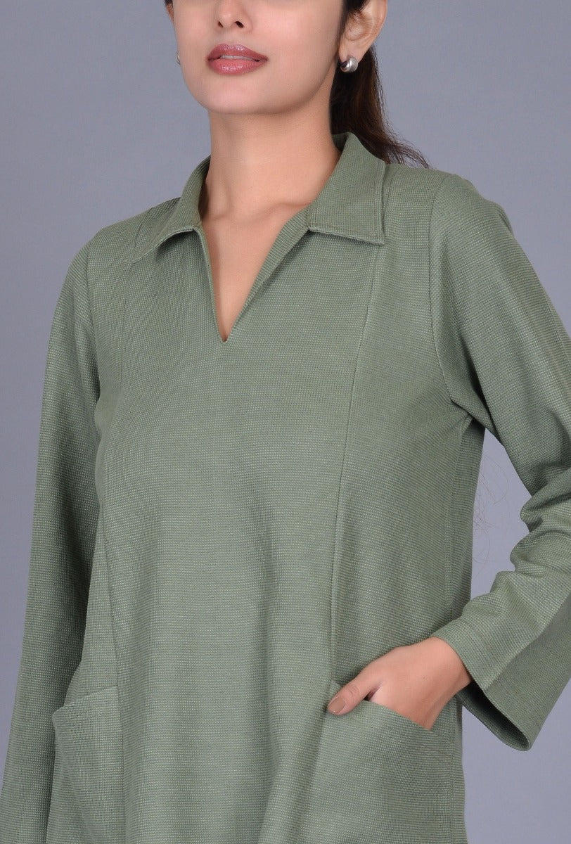 Knit Tennis Collar Kurti