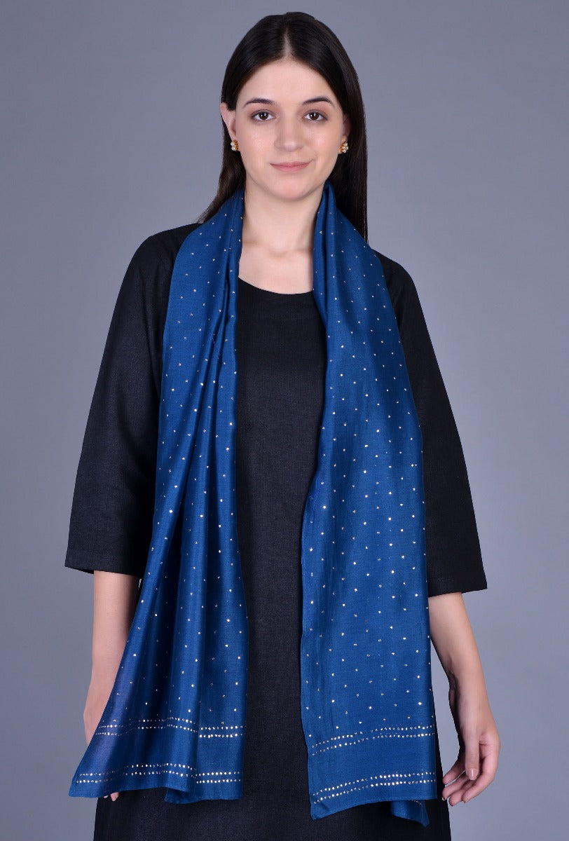 Indigo Chanderi Stole