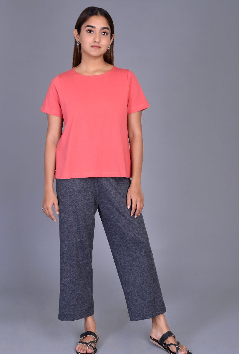 Knit Short Sleeves Boxy T-Shirt