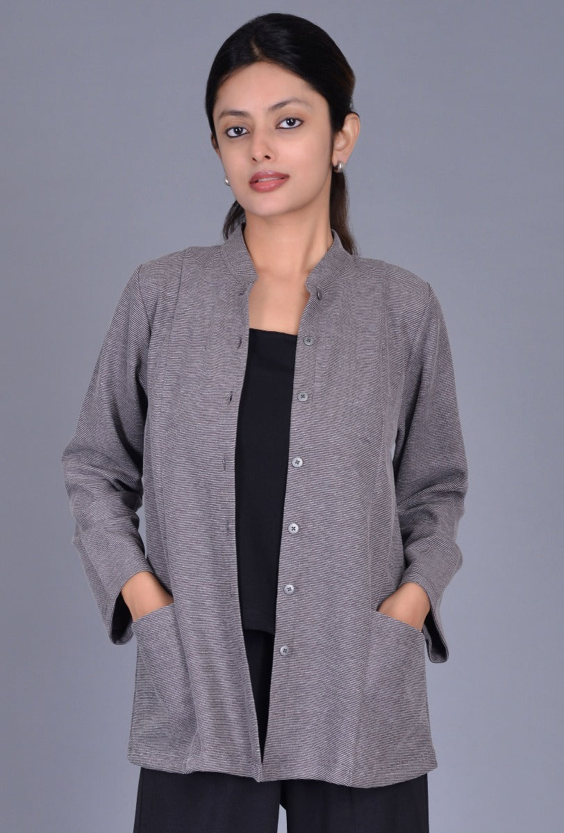 Knit Stand Collar Jacket