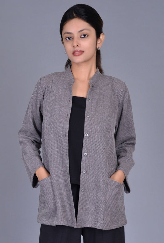 Knit Stand Collar Jacket