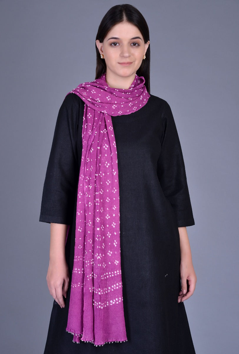 Plum Chiffon Bandhani Dupatta