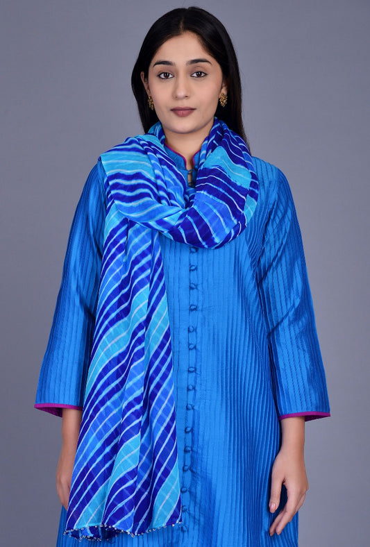 Blue-Purple Leheriya Dupatta